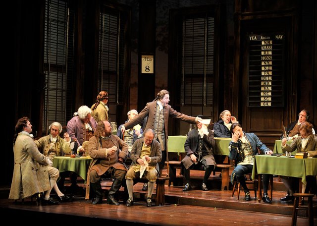 1776 at Paper Mill Playhouse, Photo by Kevin Sprague, Don Stephenson (John Adams) and the Cast.