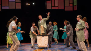 Alex Goodrich (center) and the cast of the Marriott Theatre production of 